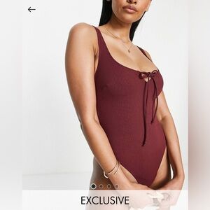 NEW ASOS Wolf and Whistle Fuller Bust One Piece Swimsuit